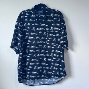 Andrew Fezza Men's Hawaiian short sleeve button up shirt Size L- Black